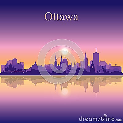 Ottawa city silhouette on sunset background Vector Illustration