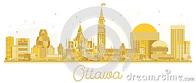 Ottawa City skyline golden silhouette. Cartoon Illustration