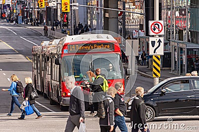 Ottawa OC Transpo bus in downtown Ottawa Editorial Stock Photo