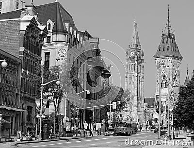 Clock tower and East Block is 2 of the three buildings Editorial Stock Photo