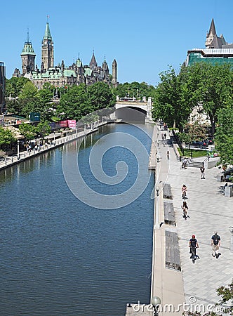 Ottawa Rideau Canal cycling trail Editorial Stock Photo