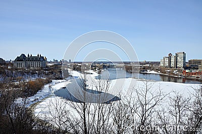 Ottawa River in winter, Ottawa, Canada Stock Photo