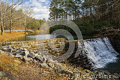 Otter Lake and Stone Dam, Blue Ridge Parkway Stock Photo