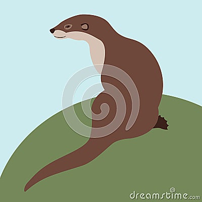 Otter vector illustration style Flat Vector Illustration