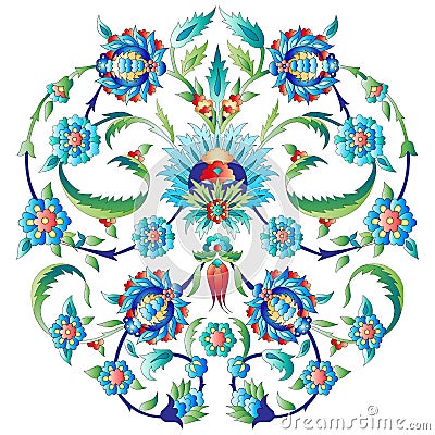 Ottoman art flowers seven Vector Illustration