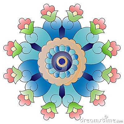 Ottoman art flowers twenty four Vector Illustration