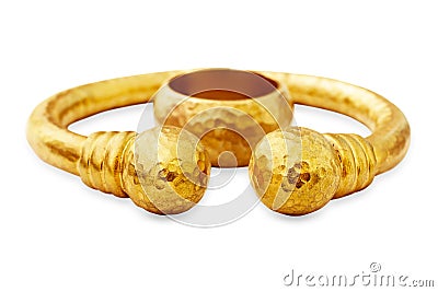Ottoman gold bracelet and ring Stock Photo