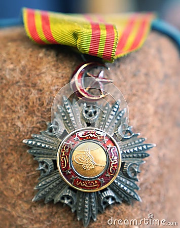 Ottoman medal with star and crescent Stock Photo
