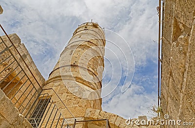 Ottoman minaret in the Tower of David courtyard in Jerusalem Editorial Stock Photo