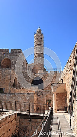 Ottoman Minaret of the Tower of David Site Stock Photo