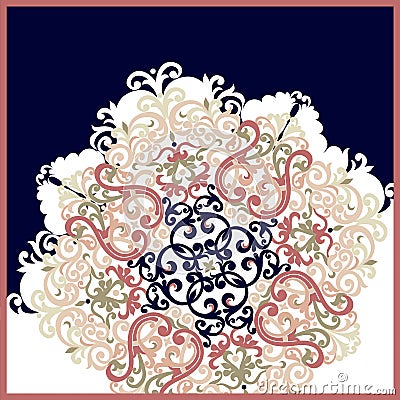 ottoman motif geometric scarf design Stock Photo