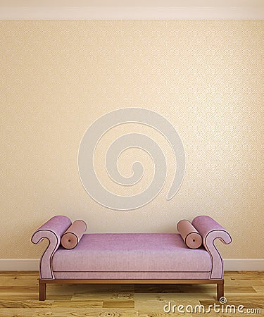 Ottoman near empty wall. Stock Photo