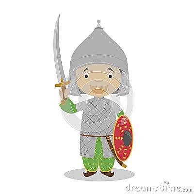 Ottoman soldier cartoon character. Vector Illustration. Vector Illustration