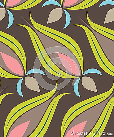 Ottoman Tulip Seamsless Pattern Vector Illustration