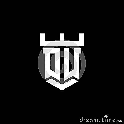 OU Logo Letter Castle Shape Style Vector Illustration