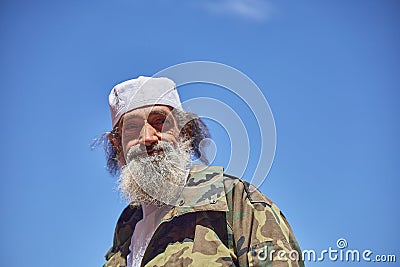 ouarzazate, MOROCCO- APRIL 13, 2022. Portrait of famous movie stuntman Bin Laden from Morocco Editorial Stock Photo