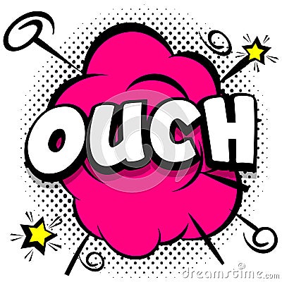 ouch Comic bright template with speech bubbles on colorful frames Vector Illustration