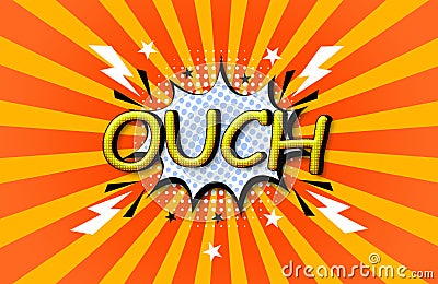 OUCH Comic Speech 3d Text Style Effect Vector Illustration