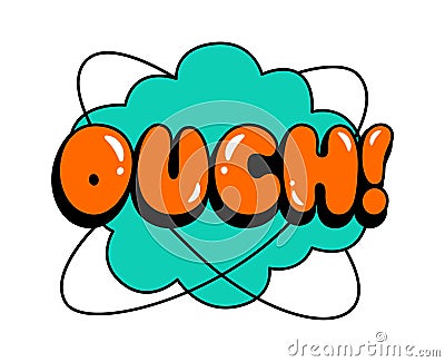 Ouch Comic Sticker Vector Illustration