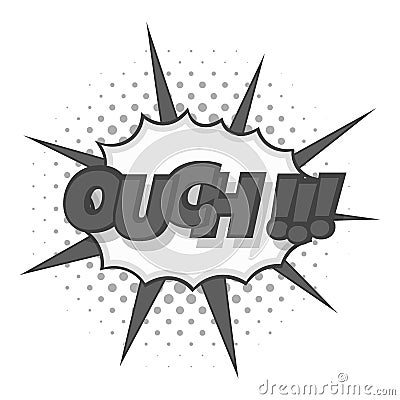 Ouch, comic text icon monochrome Vector Illustration