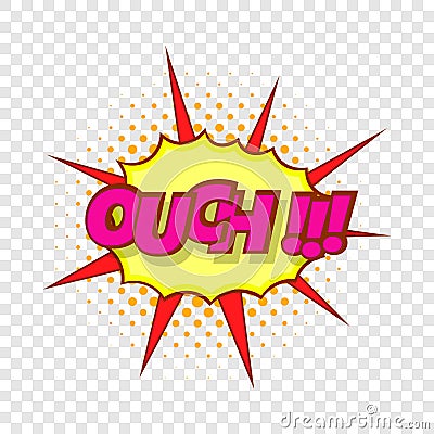 Ouch, comic text icon, pop art style Vector Illustration