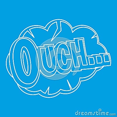 Ouch, comic text speech bubble icon, outline style Vector Illustration