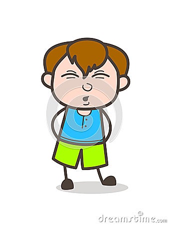 Ouch Face Expression - Cute Cartoon Boy Illustration Stock Photo