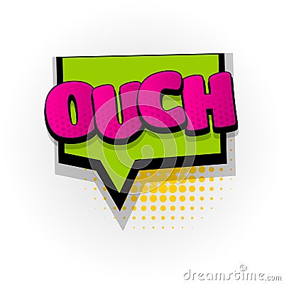 Ouch oops comic book text pop art Vector Illustration