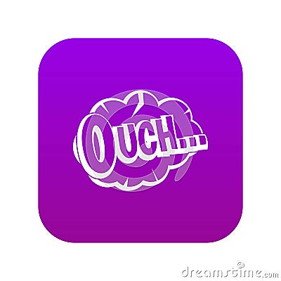 Ouch, speech cloud icon digital purple Vector Illustration