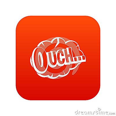 Ouch, speech cloud icon digital red Vector Illustration