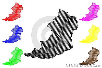 Oudomxay Province Lao People`s Democratic Republic, Muang Lao, Provinces of Laos map vector illustration, scribble sketch Vector Illustration