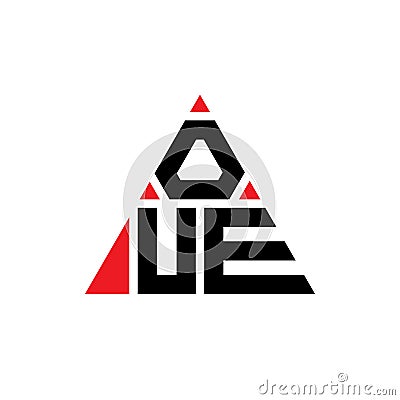 OUE triangle letter logo design with triangle shape. OUE triangle logo design monogram. OUE triangle vector logo template with red Vector Illustration