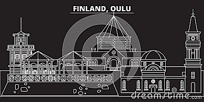 Oulu silhouette skyline. Finland - Oulu vector city, finnish linear architecture, buildings. Oulu travel illustration Vector Illustration