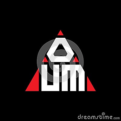 OUM triangle letter logo design with triangle shape. OUM triangle logo design monogram. OUM triangle vector logo template with red Vector Illustration