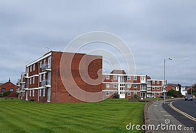 Ountain court apartment buildings at blundelsands in liverpool between Burbo Bank road and the Serpentine Editorial Stock Photo