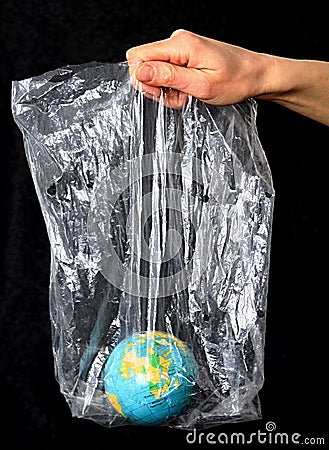 Our blue planet trapped in plastic waste stock photo Stock Photo
