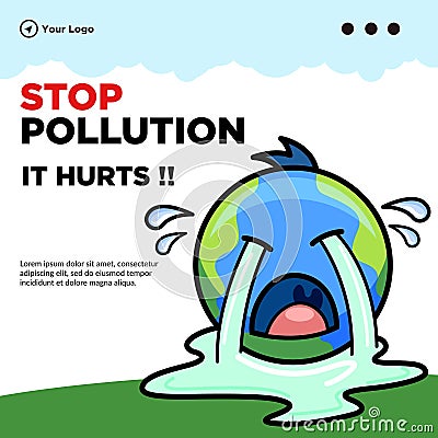 Banner design of stop pollution it hurts Vector Illustration