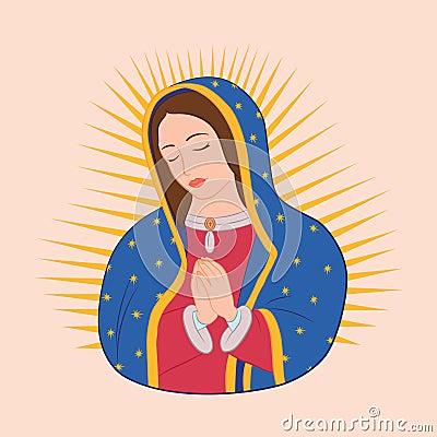 Our Lady of Guadalupe. Colorful. Virgen de Guadalupe. Vector design . Stock Photo