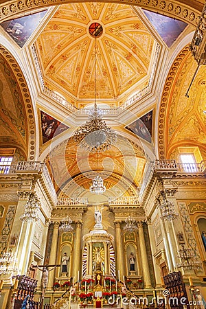 Our Lady of Guanajuato Dome Basilica Altar Guanajuato Mexico Stock Photo