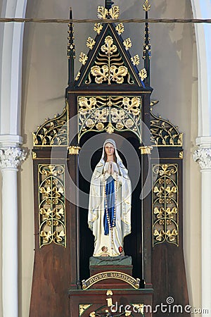 Our Lady of Lourdes altar in the parish church of St. Martin in Dugo Selo, Croatia Stock Photo