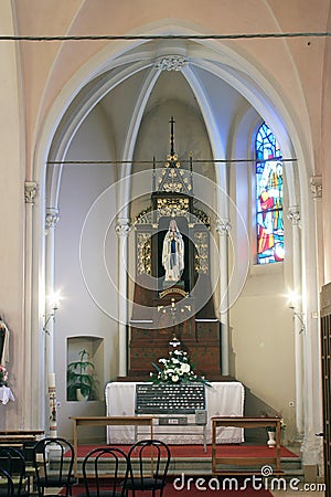 Our Lady of Lourdes altar in the parish church of St. Martin in Dugo Selo, Croatia Stock Photo