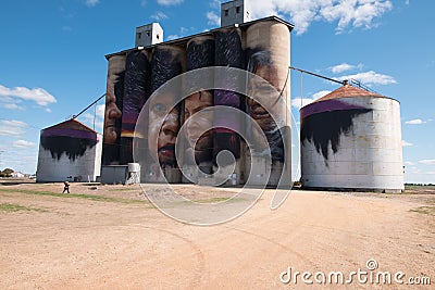 Silo trail artwork in Sheep Hills Editorial Stock Photo