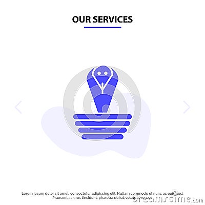 Our Services Animal, Cobra, India, King Solid Glyph Icon Web card Template Vector Illustration