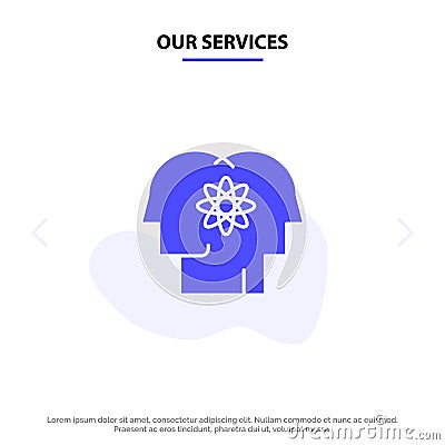 Our Services Talent, Human, Improvement, Management, People Solid Glyph Icon Web card Template Vector Illustration