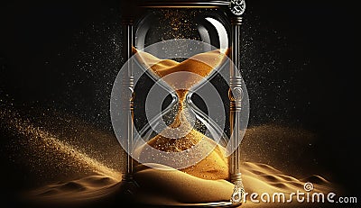 Sand Slipping Through the Hourglass: Embrace the Moment Cartoon Illustration