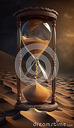 Sand Slipping Through the Hourglass: Embrace the Moment Cartoon Illustration