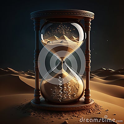 Sand Slipping Through the Hourglass: Embrace the Moment Cartoon Illustration