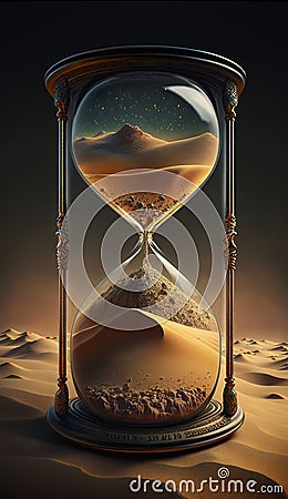 Sand Slipping Through the Hourglass: Embrace the Moment Cartoon Illustration