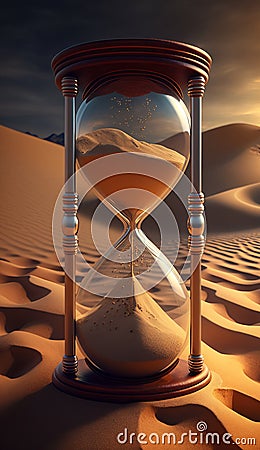 Sand Slipping Through the Hourglass: Embrace the Moment Cartoon Illustration