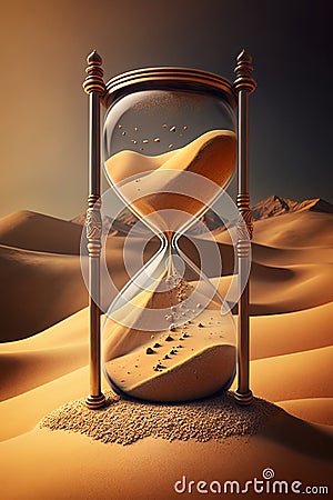 Sand Slipping Through the Hourglass: Embrace the Moment Cartoon Illustration